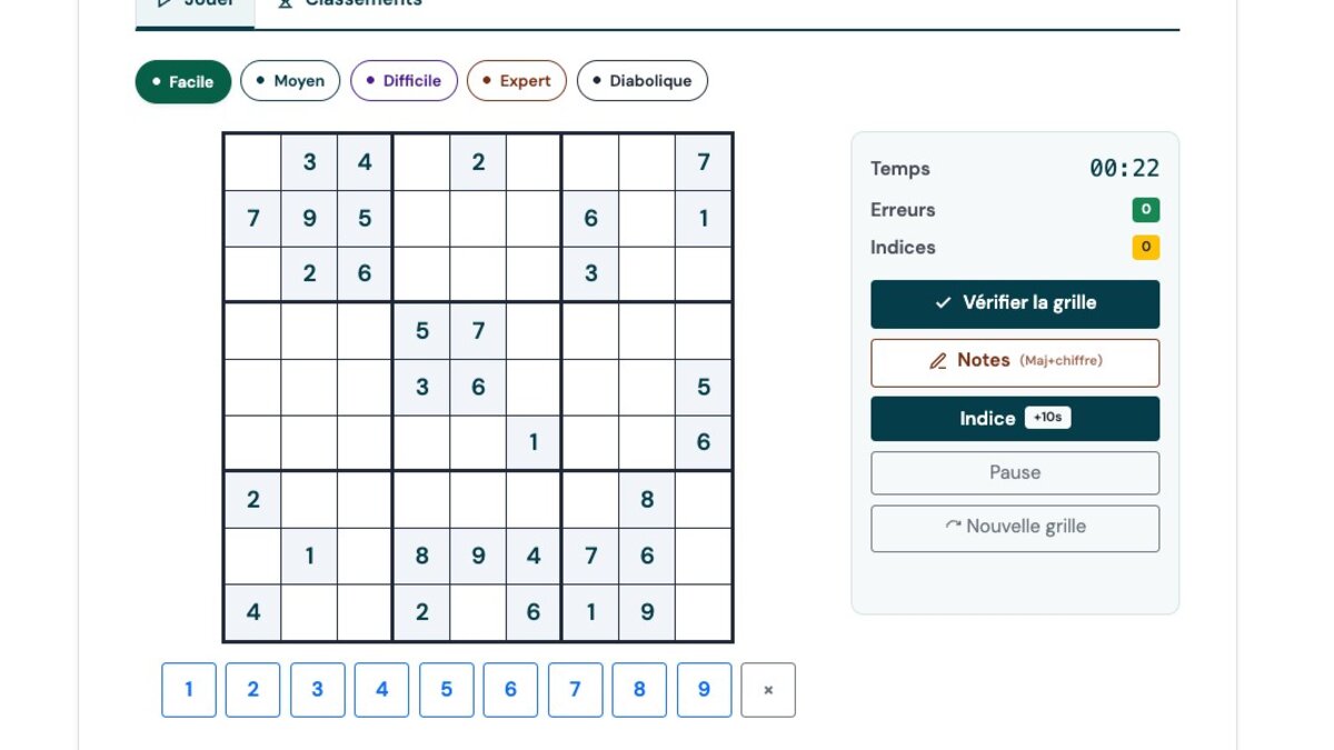 Aperçu Sudoku quotidien