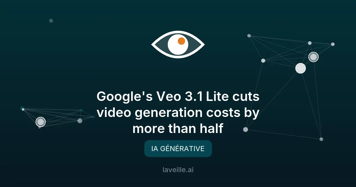 Google Veo 3.1 Lite : génération vidéo IA à moitié prix