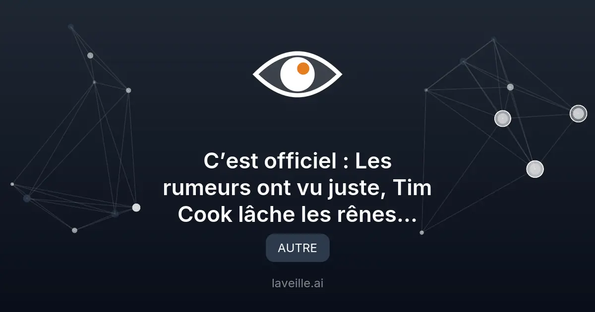Tim Cook quitte Apple : John Ternus nouveau PDG