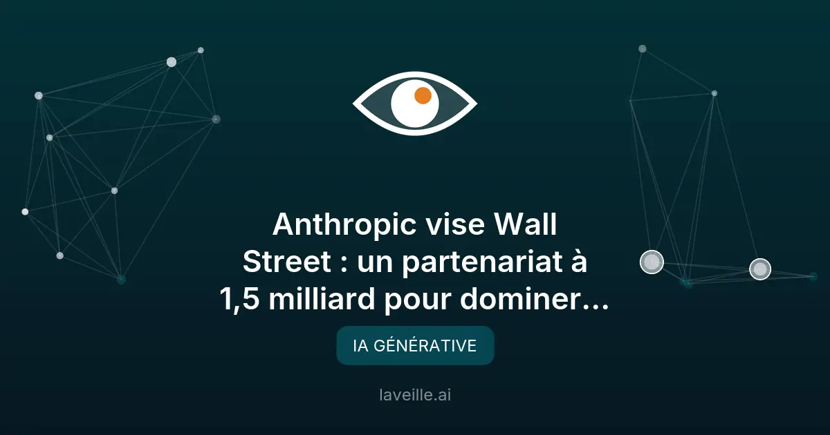 Anthropic et Wall Street : 1,5 milliard pour l'IA financière