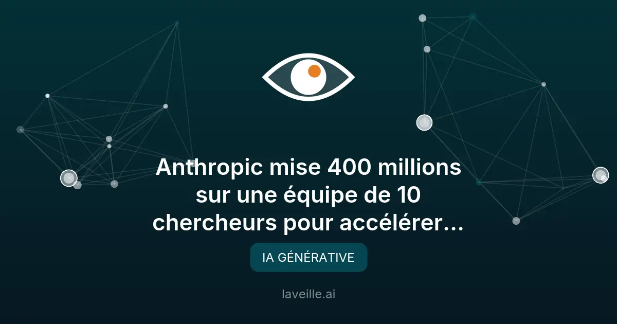 Anthropic investit 400M$ dans l'IA pour la pharmacologie
